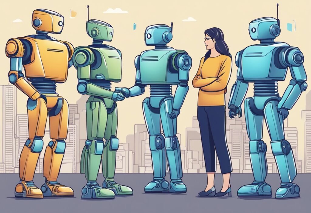 Um grupo de chatbots interagindo em um ambiente digital