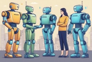 Um grupo de chatbots interagindo em um ambiente digital