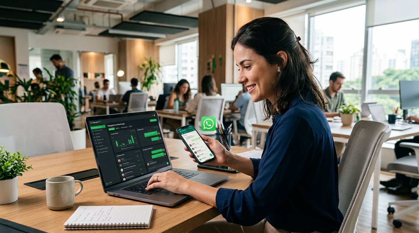 Ambiente de tecnologia moderno representando a plataforma ConverZAP