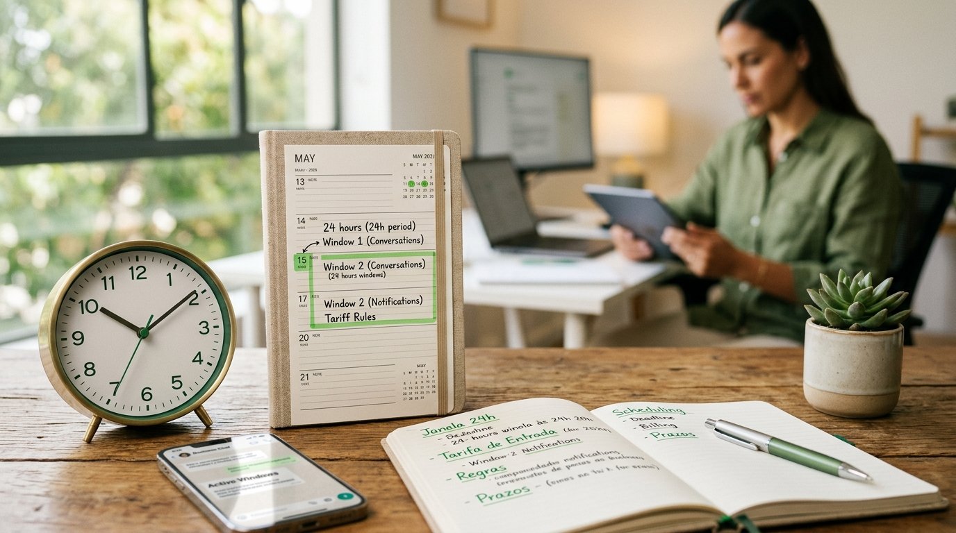 Calendário e relógio simbolizando prazos e regras de tarifação de mensagens