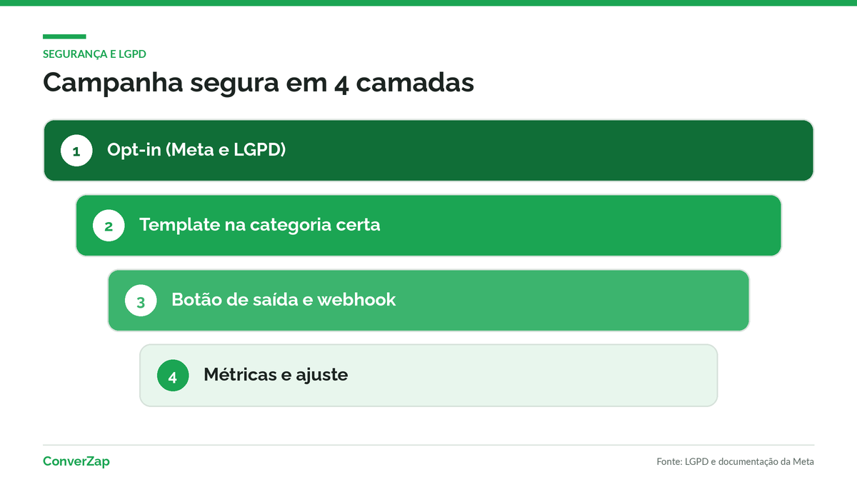Camadas de uma campanha segura no WhatsApp com LGPD