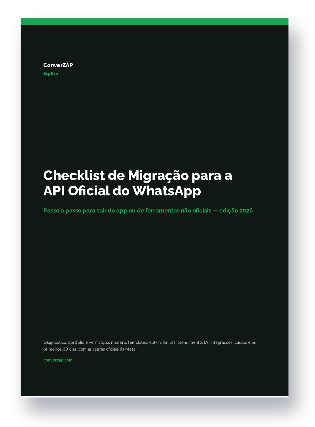 Capa do Checklist de Migração para a API Oficial do WhatsApp, da ConverZAP