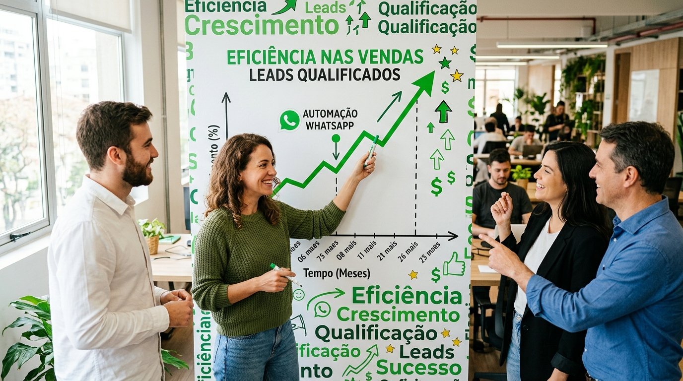 Gráfico de crescimento representando o aumento de eficiência nas vendas.