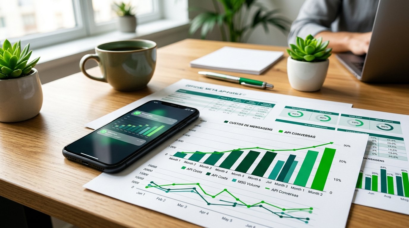 Gráficos financeiros e um smartphone sobre uma mesa de escritório