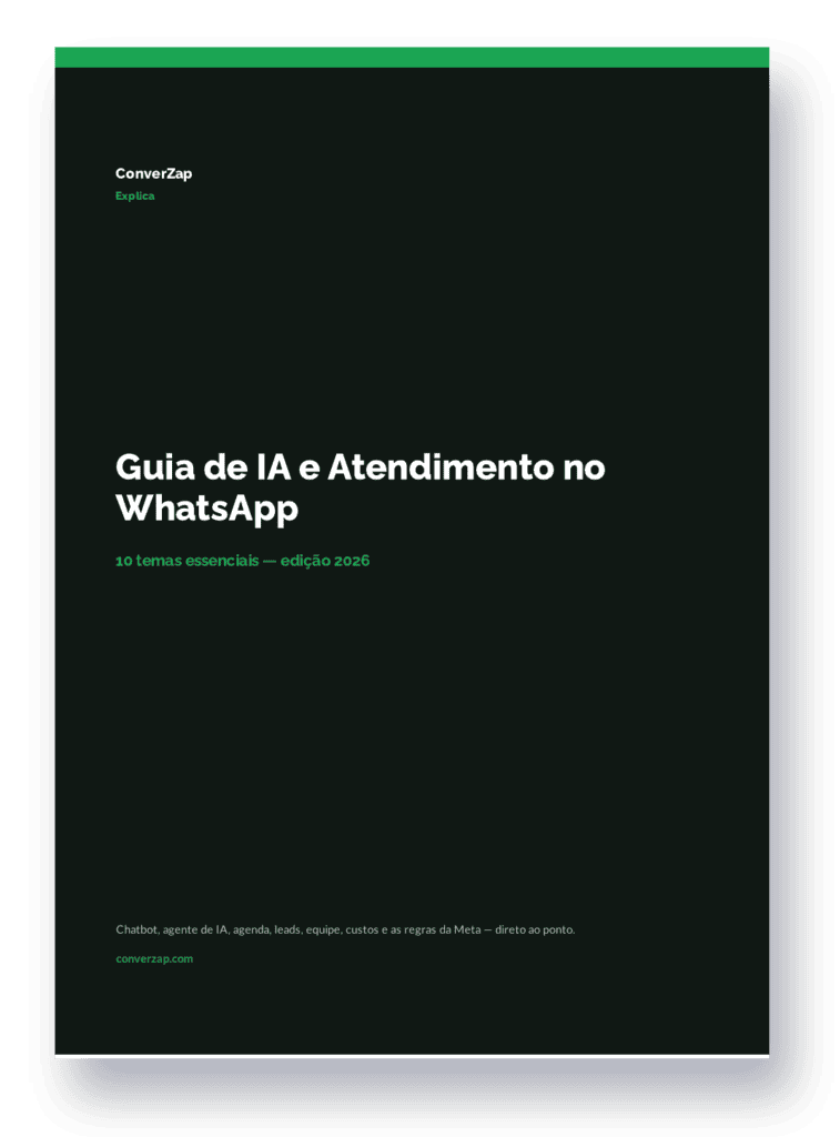Capa do Guia de IA e Atendimento no WhatsApp, da ConverZap