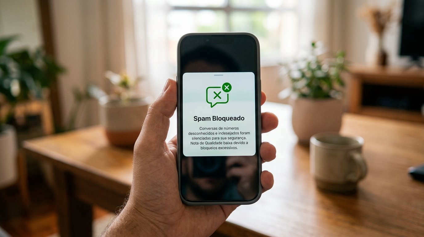Ícone de bloqueio de spam na tela de um celular