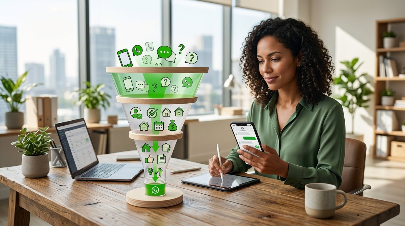 Ilustração de um funil de vendas representando a qualificação de leads