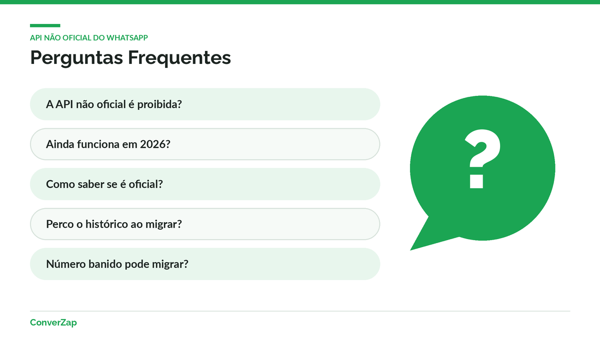 Perguntas frequentes sobre API não oficial do WhatsApp e migração para a API oficial
