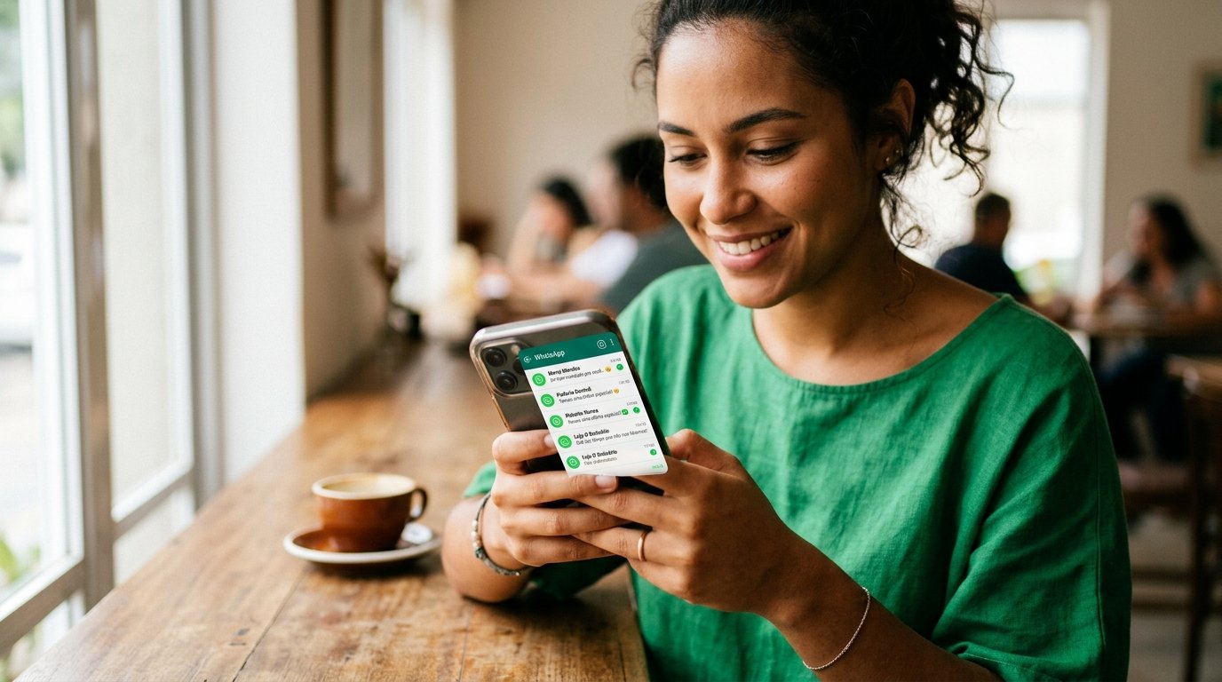 Pessoa segurando smartphone com notificações de mensagens na tela