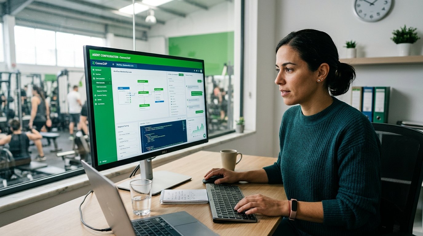 Profissional configurando um sistema de inteligência artificial no computador