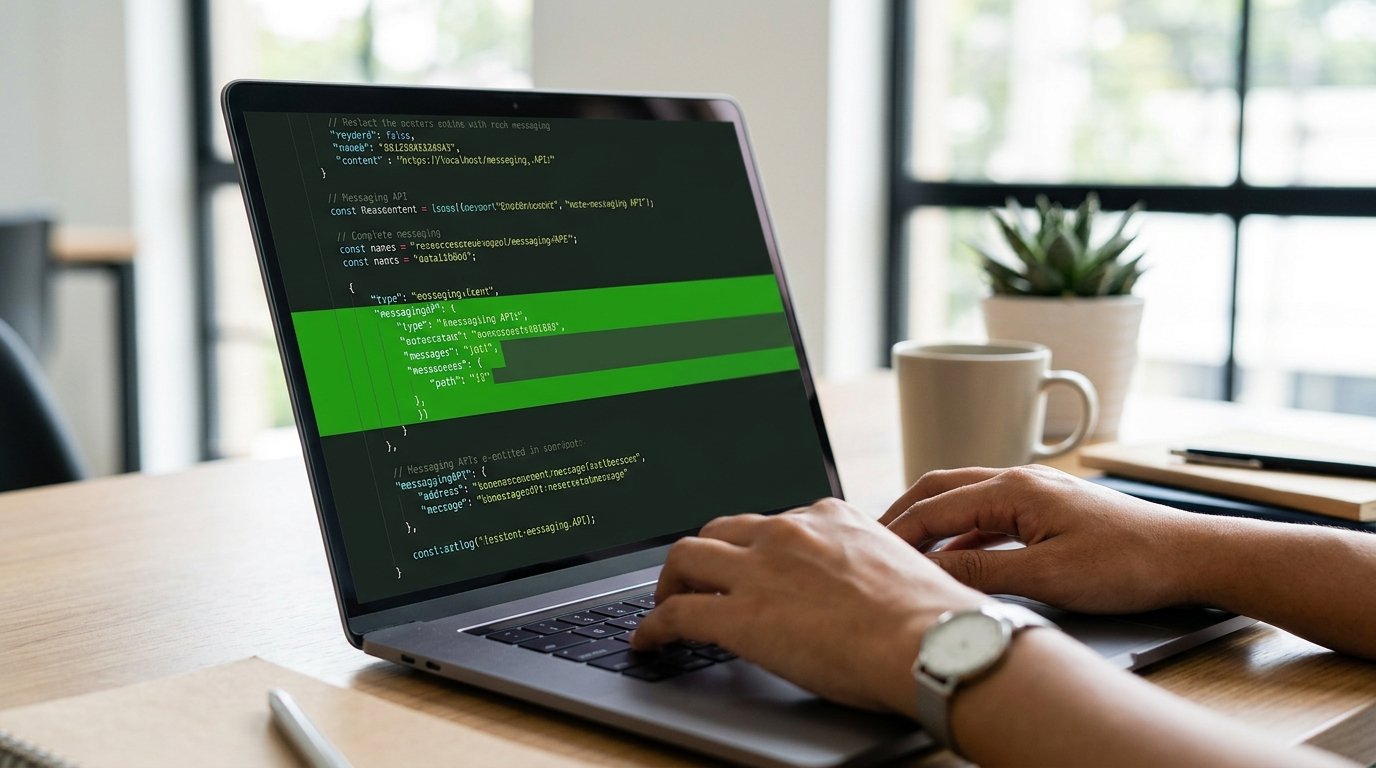 Tela de computador mostrando códigos de integração de API