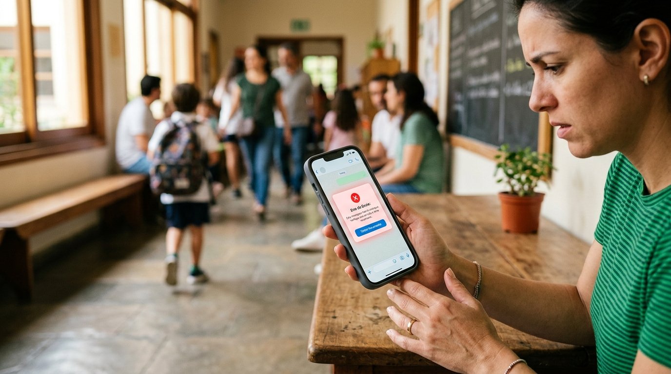 Tela de smartphone exibindo mensagem de erro