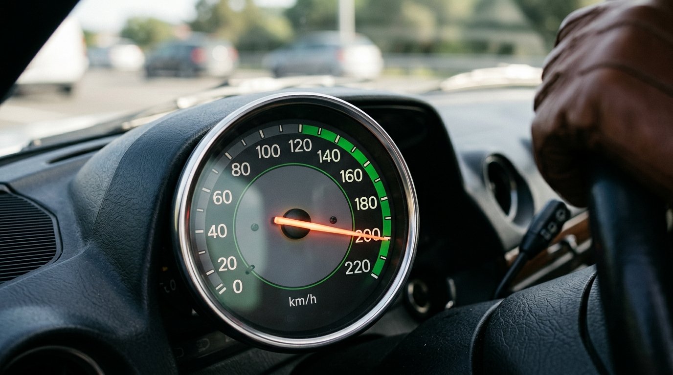 Velocímetro marcando alta velocidade, ilustrando o aumento dos limites de envio