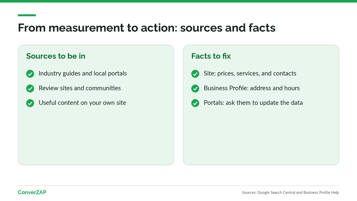 How to act on AI visibility results: be present in the cited sources and fix wrong facts at the origin