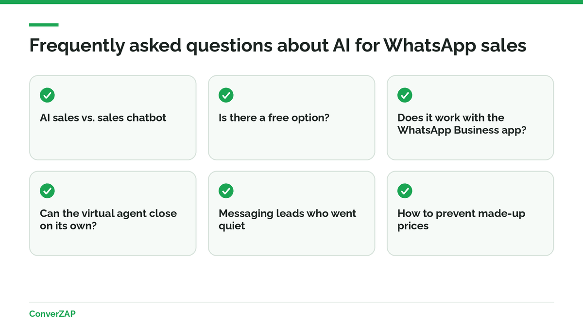 Frequently asked questions about AI for WhatsApp sales