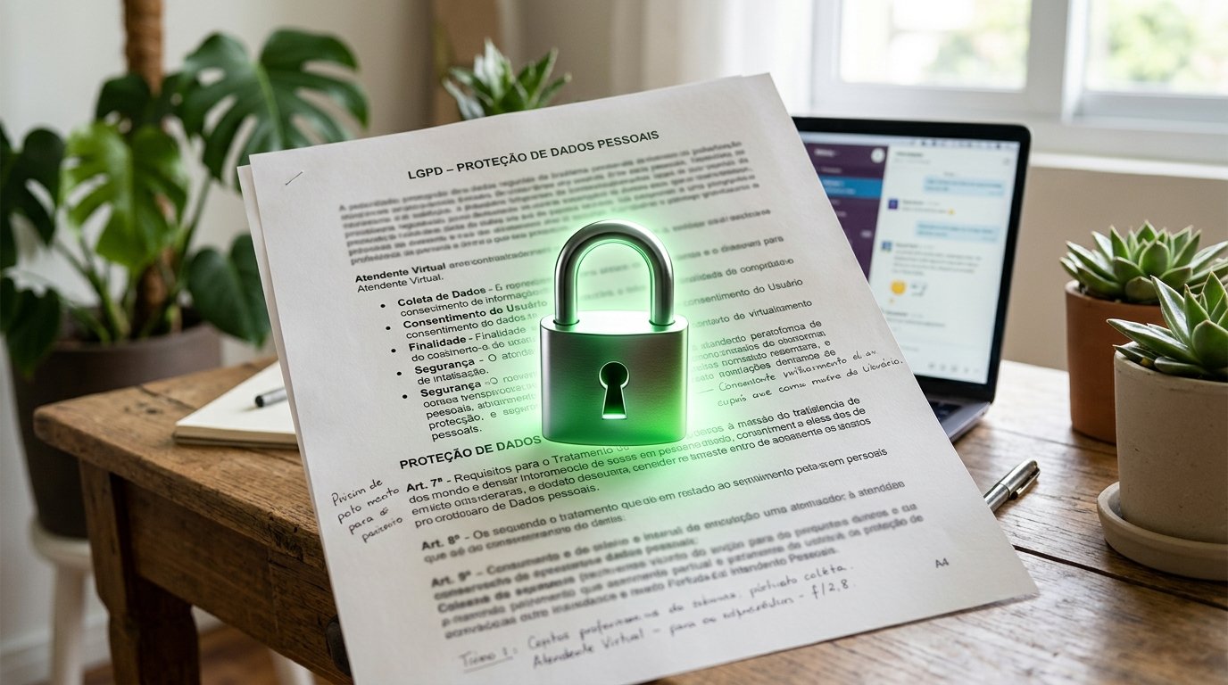 Cadeado digital sobreposto a um documento, simbolizando a proteção de dados.