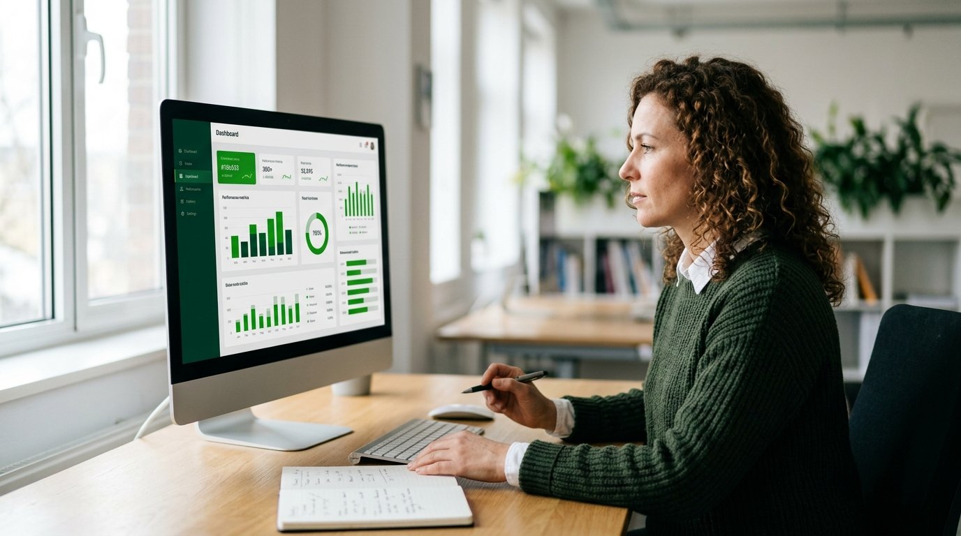 Dashboard de atendimento ao cliente com métricas de desempenho na tela
