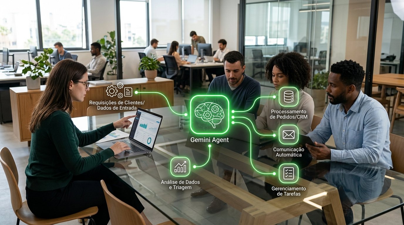 Diagrama mostrando a automação de fluxos de trabalho em um ambiente corporativo