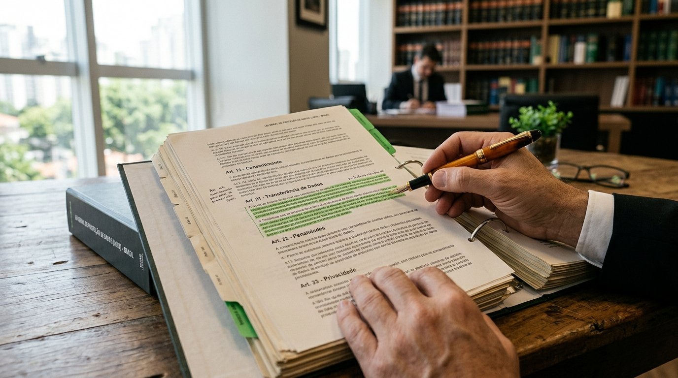 Documento legal com ênfase em privacidade e proteção de dados