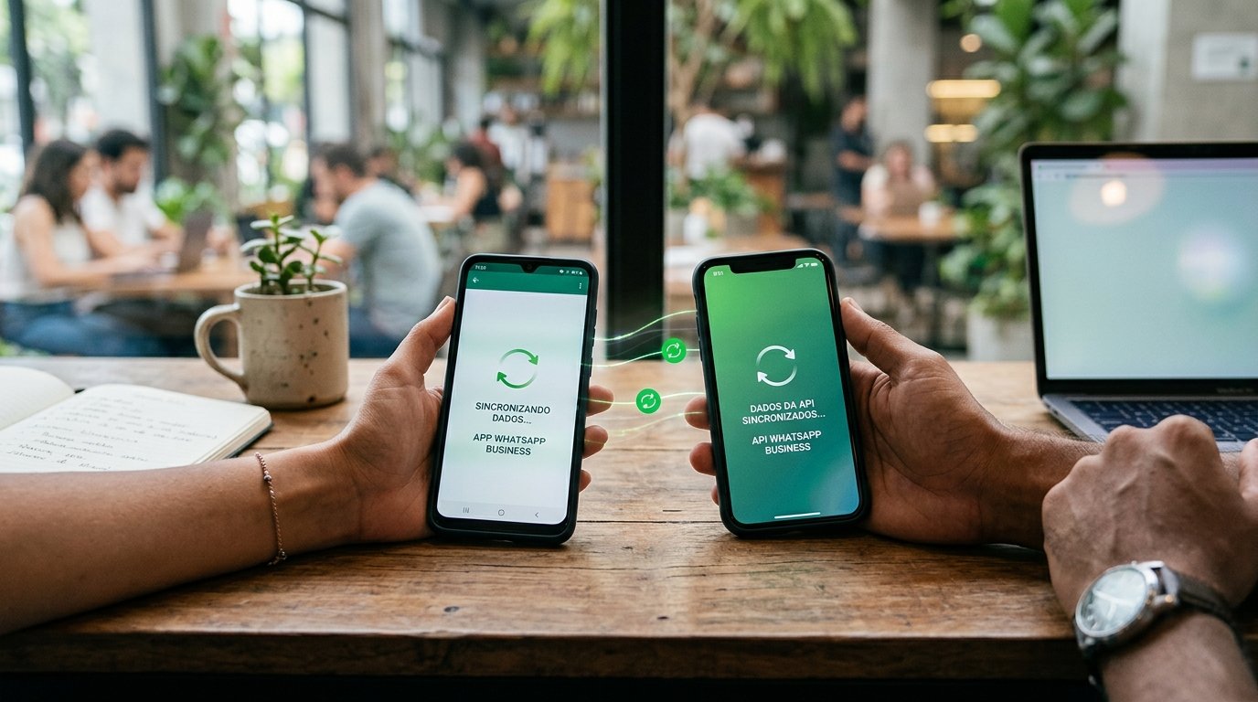 Dois smartphones sincronizando dados de aplicativos