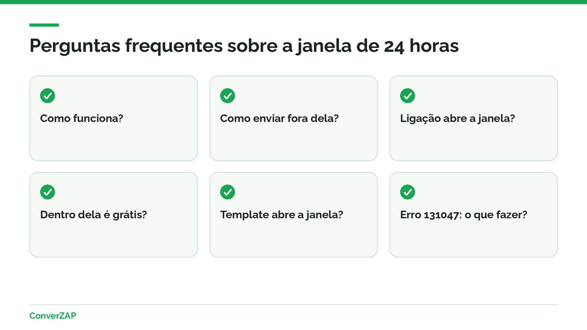 Perguntas frequentes sobre a janela de 24 horas do WhatsApp: duração, renovação, mensagem fora da janela, custo e anúncios