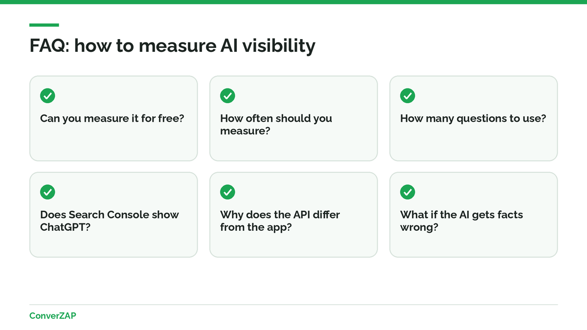 Frequently asked questions about how to measure AI visibility in ChatGPT, Gemini, and Google