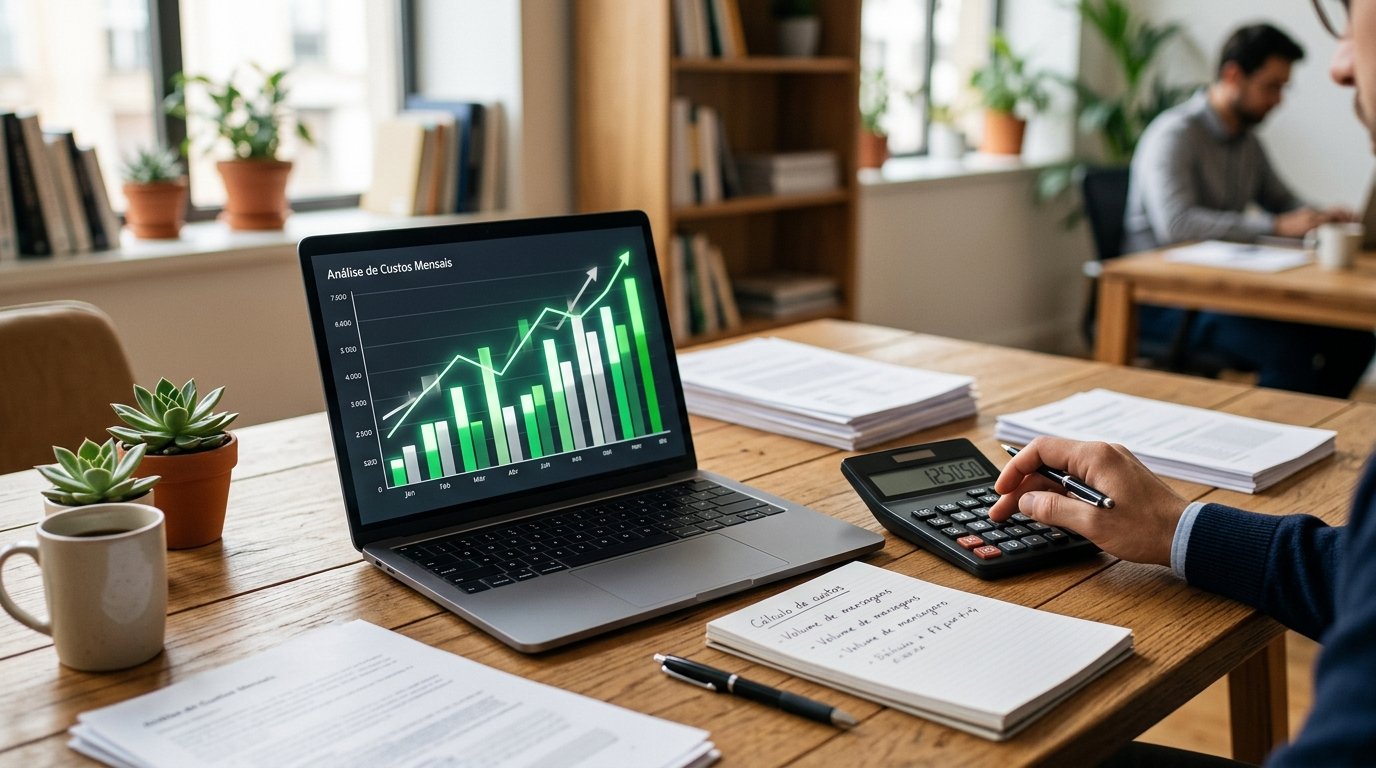 Gráfico financeiro e calculadora sobre uma mesa de escritório