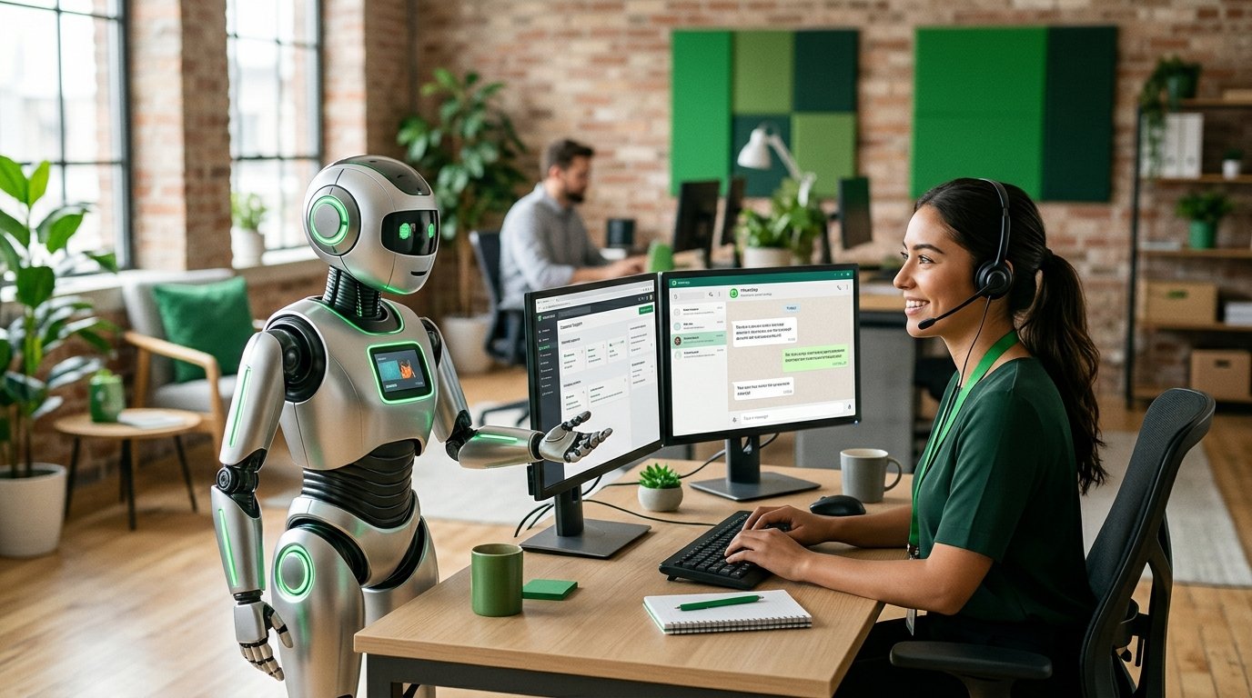 Ícone representando a transferência de um robô para um humano no atendimento ao cliente.