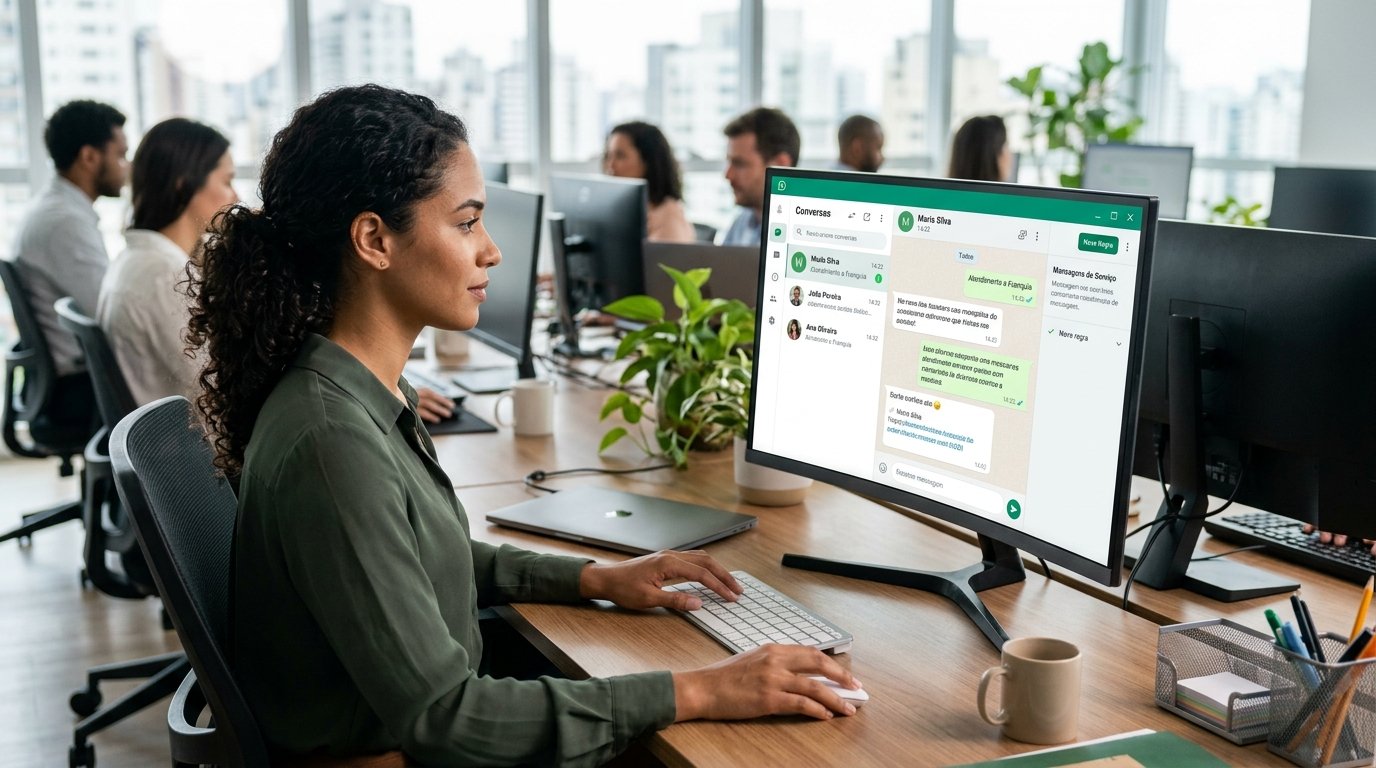 Interface de chat de atendimento ao cliente no computador