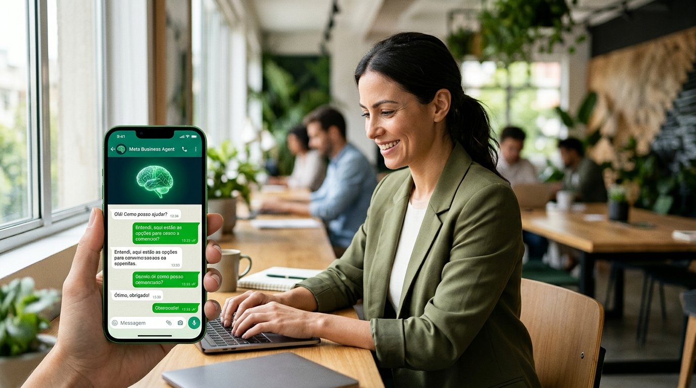Interface de chatbot com inteligência artificial na tela de um celular