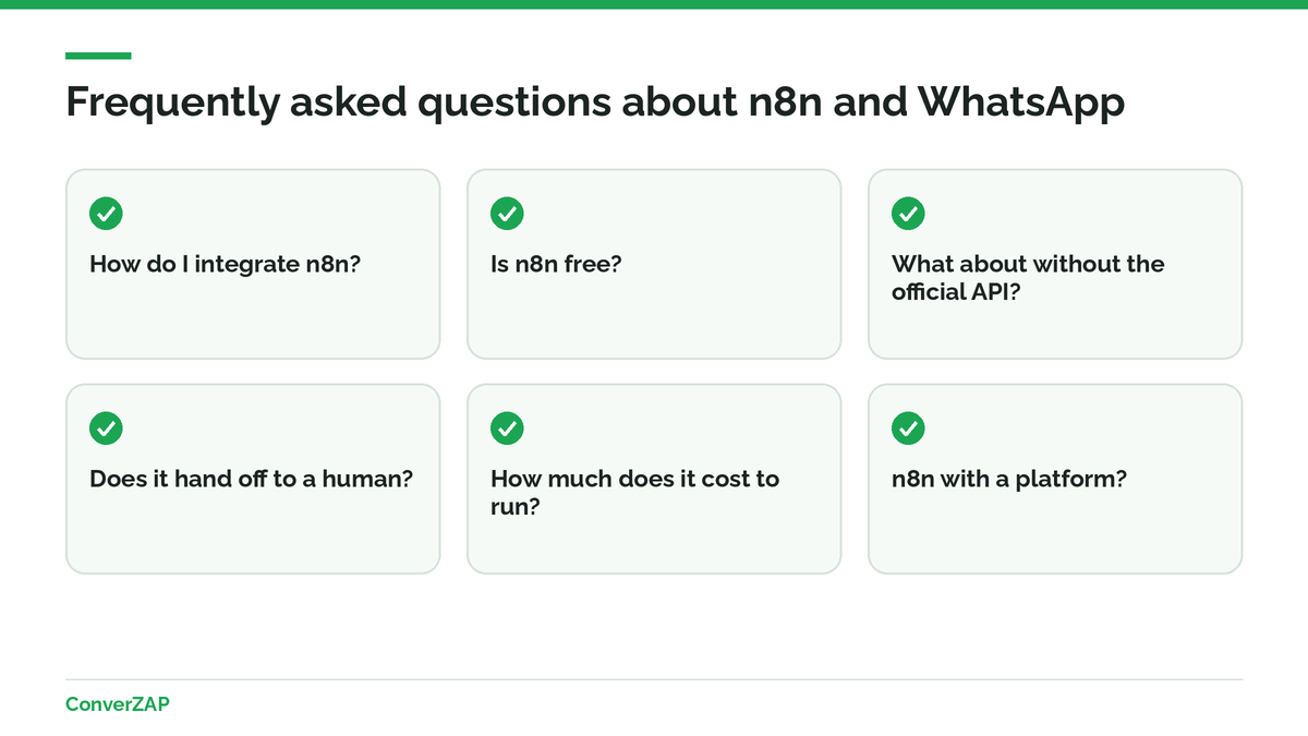 Frequently asked questions about n8n with the official WhatsApp API and AI agents