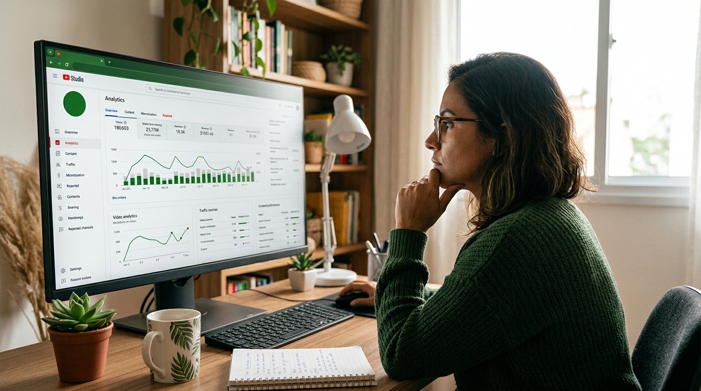 Pessoa analisando dados e gráficos detalhados em um monitor de computador