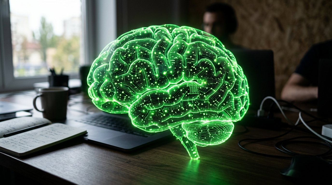 Representação digital de um cérebro iluminado simbolizando a inteligência artificial