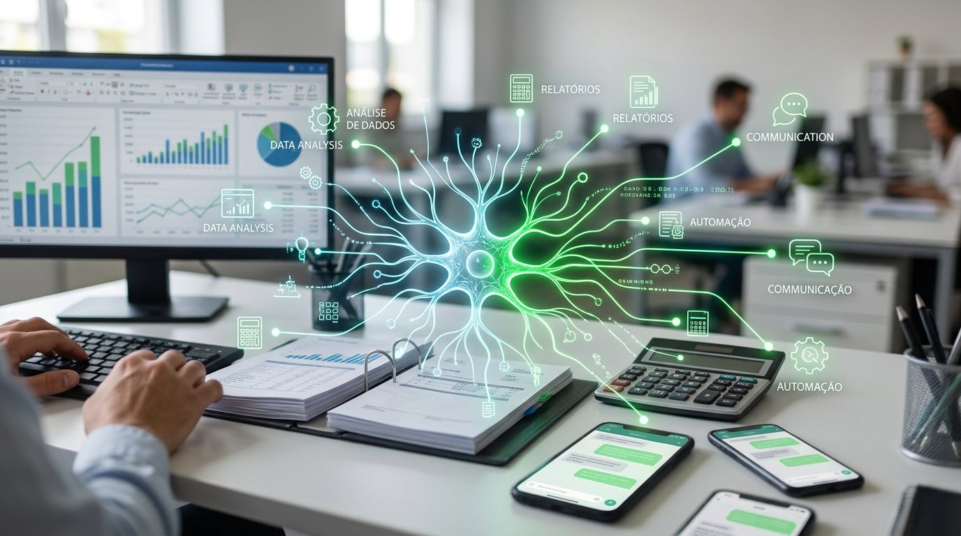 Representação gráfica de inteligência artificial conectada a processos de negócios