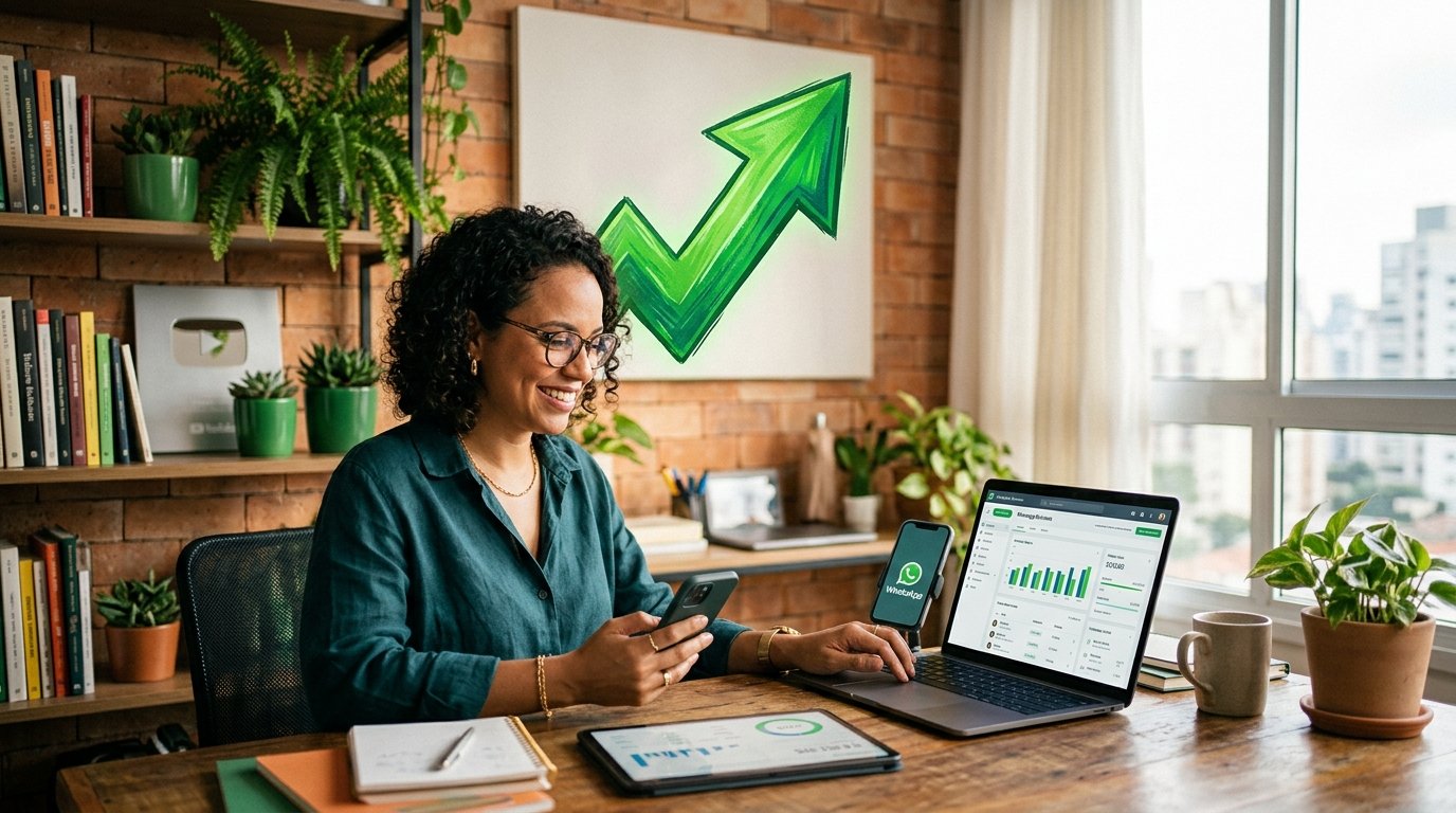 Seta apontando para cima indicando aumento de limite no WhatsApp
