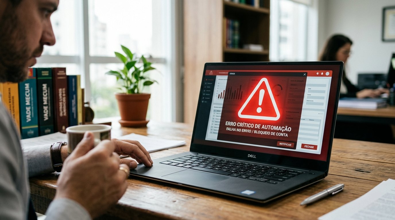 Sinal de alerta na tela de um notebook.