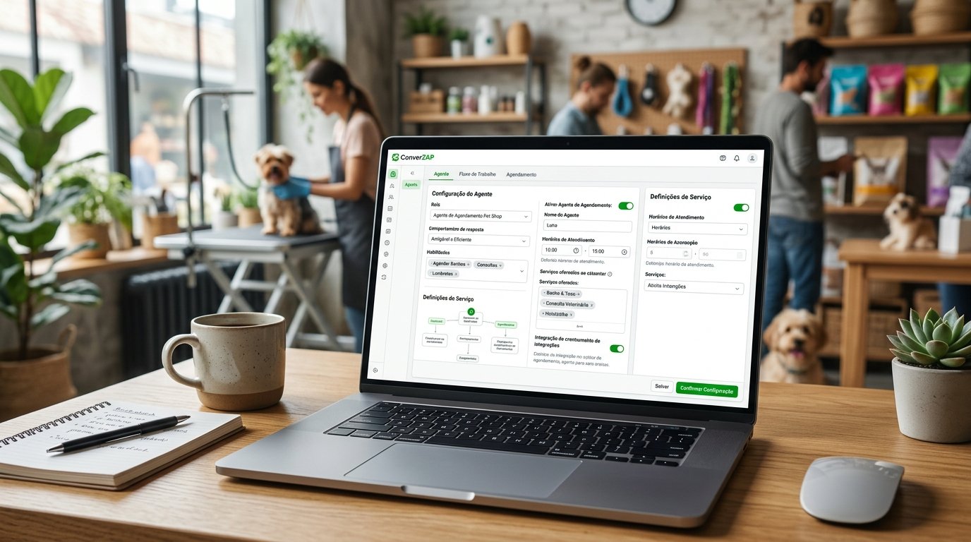 Tela de computador exibindo o painel de configuração de um software de atendimento