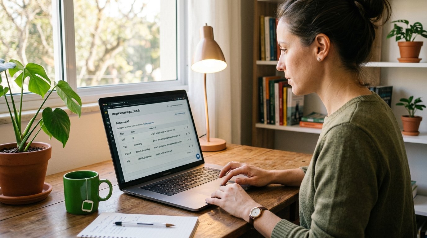 Tela de configuração de DNS para autenticação de domínio.