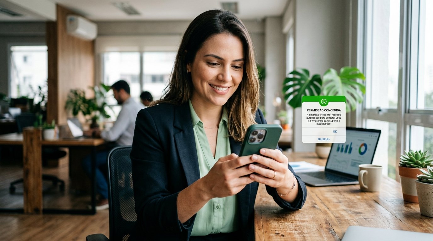 Tela de smartphone exibindo uma notificação de aprovação de permissão