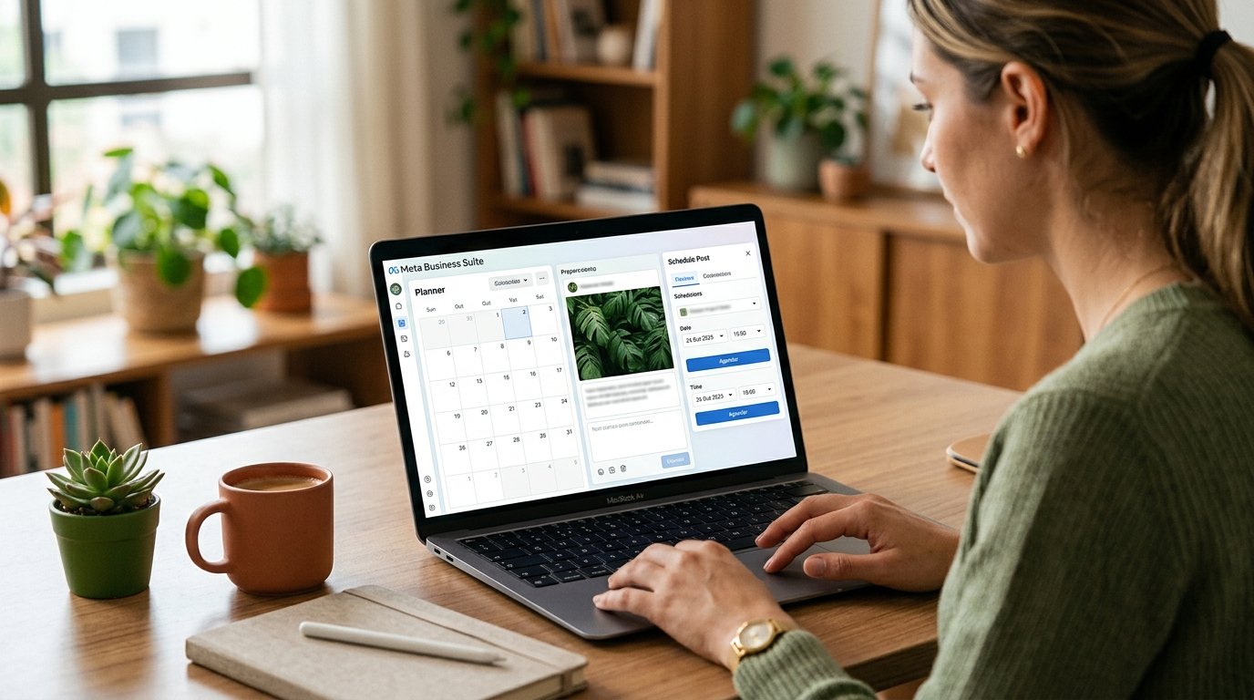 Tela de um notebook exibindo o painel do Meta Business Suite